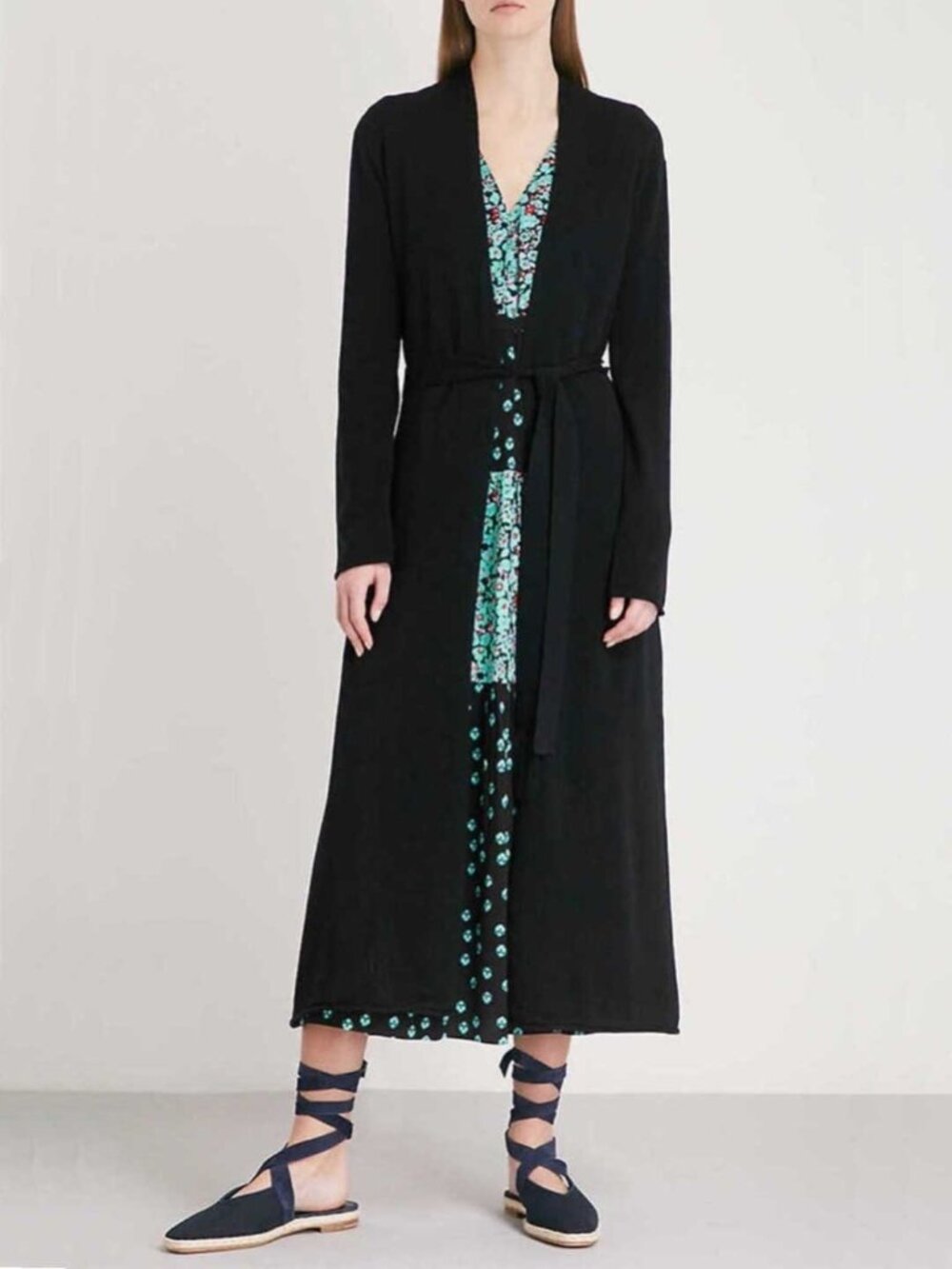 Maje Marina Black Wool Cashmere Duster Cardigan Sweater Small